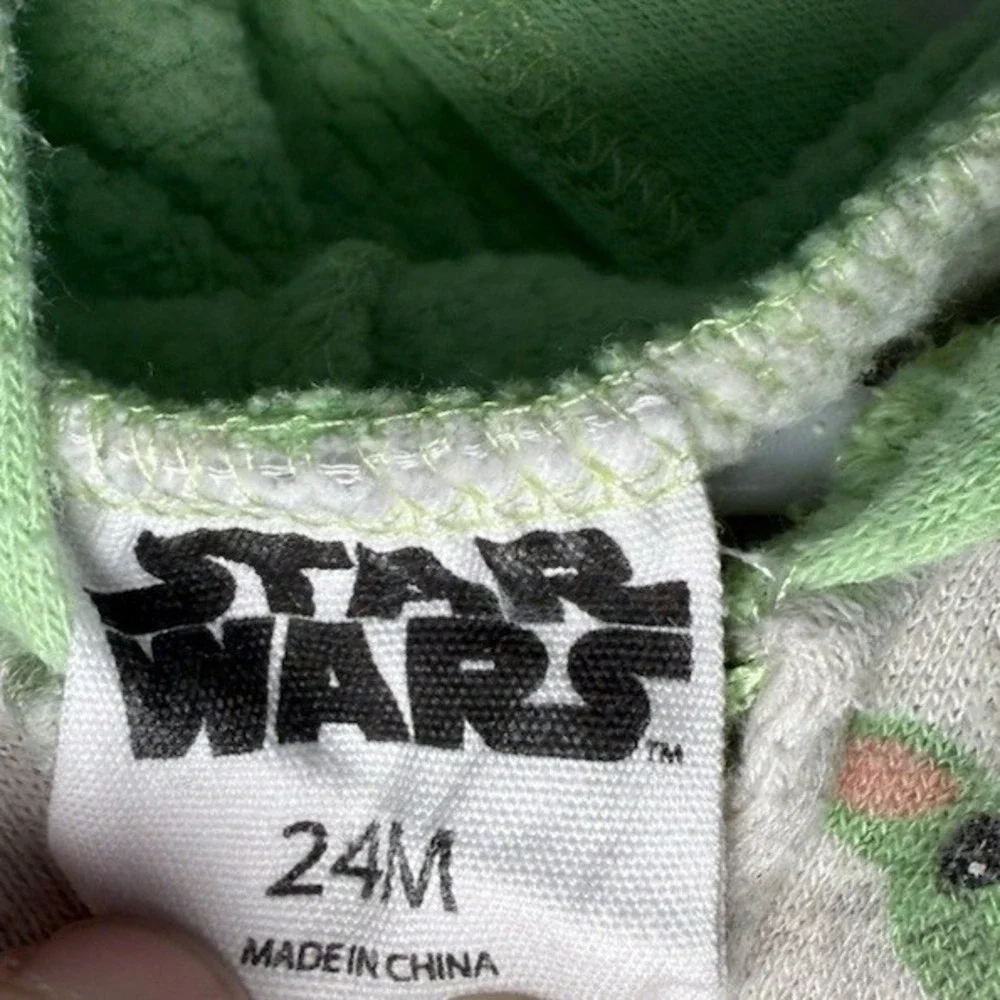 Star Wars Grogu Baby Yoda Toddler One Piece Hooded‎ Pajama Size 24M